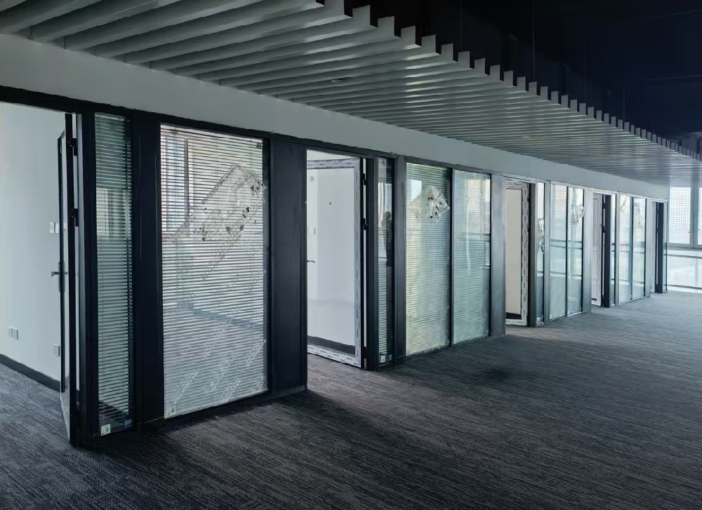 Full steel fireproof Class A double glass louver partition